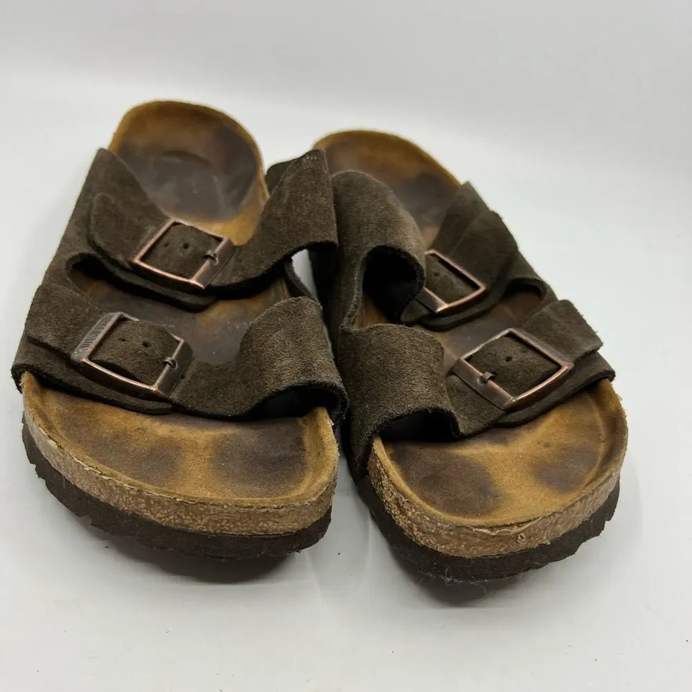 Birkenstock Arizona Dark Brown Suede Sandals Slide EU42 US W 11 M 9 Narrow Width